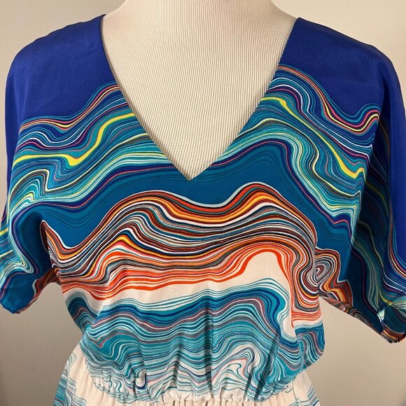 Trina Turk Caspian Agate Swirl Silk Dress Size 8 - Picture 5 of 10
